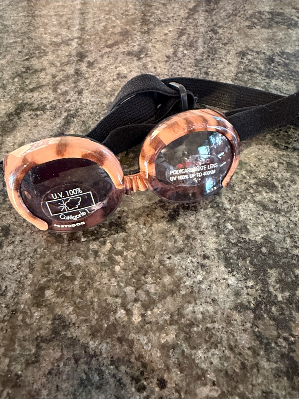 Brown dog  Doggles with UV Protection